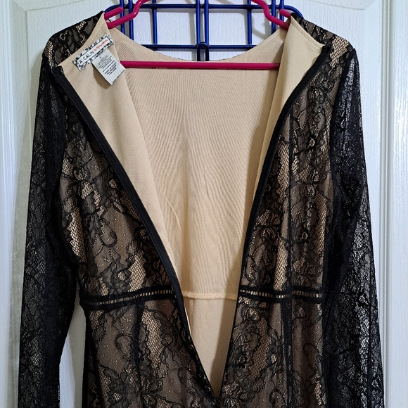 A. Calin By Flying Tomato Floral Lace Long Sleeve Shift Mini Dress Womens L - Picture 4 of 4